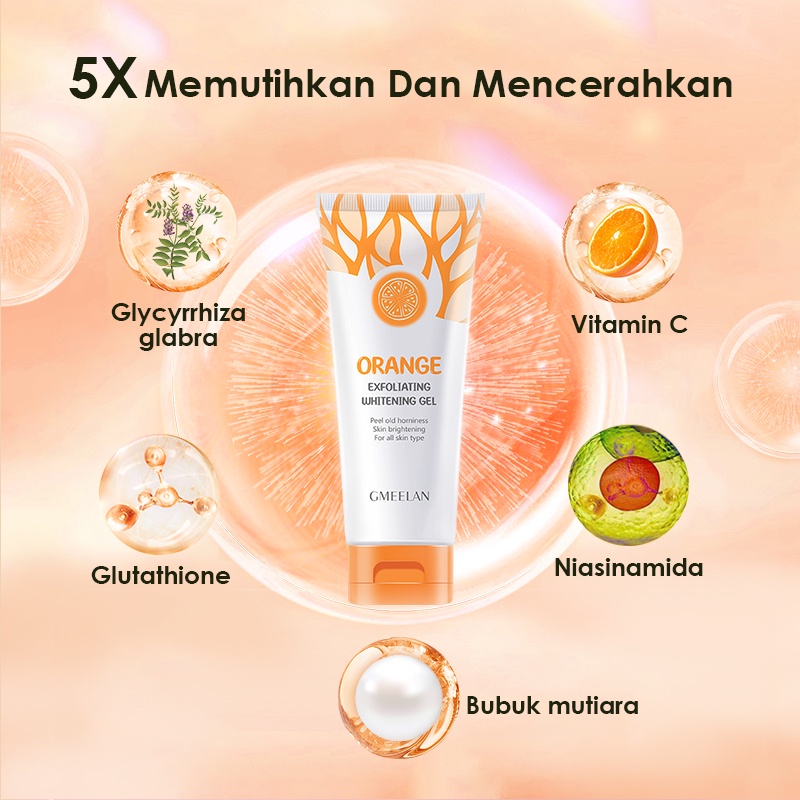 GMEELAN SET Orange Exfoliating Gel Facial Glowing Blackhead Cleaner Body Exfoliating 1Menit