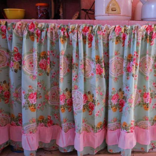 MURAH GORDEN TIRAI TUTUP KOLONG DAPUR MOTIF CHLOE HIJAU PROMO