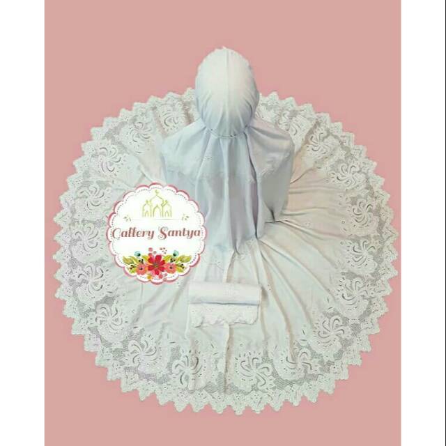 Mukena bordir bukittinggi keliling putih polos 01 gs