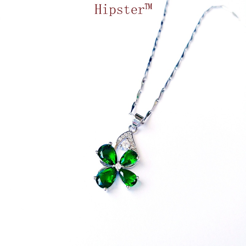 New Emerald Four-Leaf Clover Pendant Fashion Simple Clavicle Chain