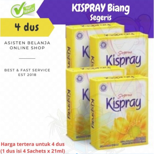 PAKET KISPRAY BIANG 4 x 21 ml Renceng Sachet Pouch Refill Segeris Kuning 4x 21ml