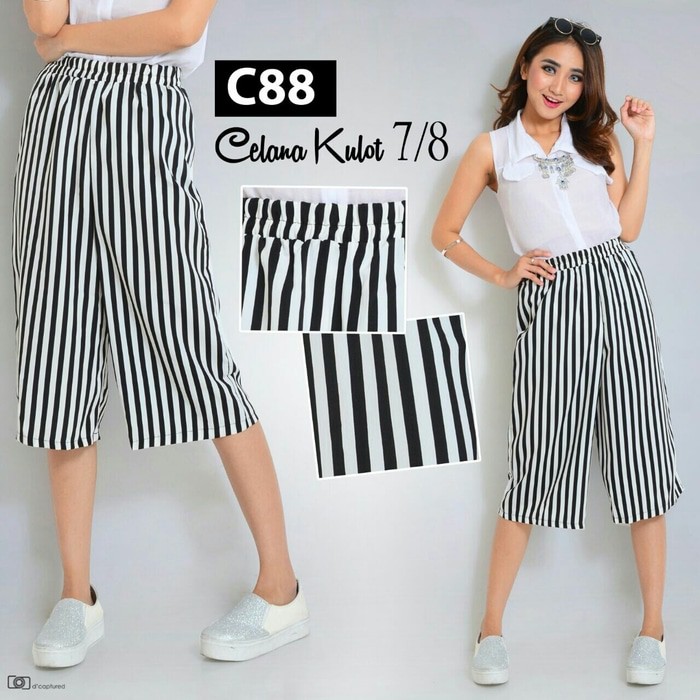  KULOT  PENDEK 78 jersey SALUR  HITAM  PUTIH  JUMBO XL Shopee 