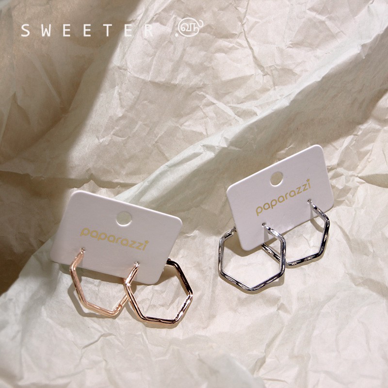 Anting hexagonal Geometris Untuk Wanita Korea vintage Aksesoris Telinga