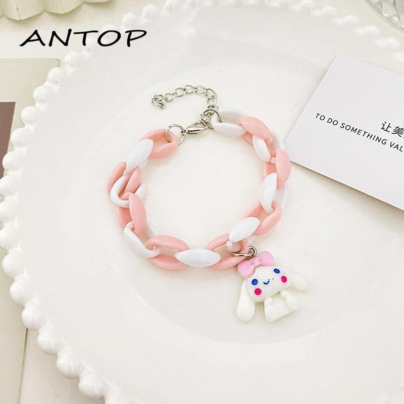 Gelang Desain Kartun Anjing Telinga Besar Warna Pink Biru Untuk Pasangan