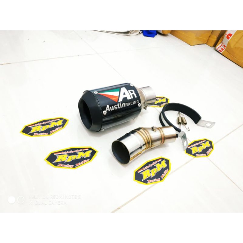 Knalpot Austin Racing short slip on Ninja 250 fi - Ninja 250 karbu