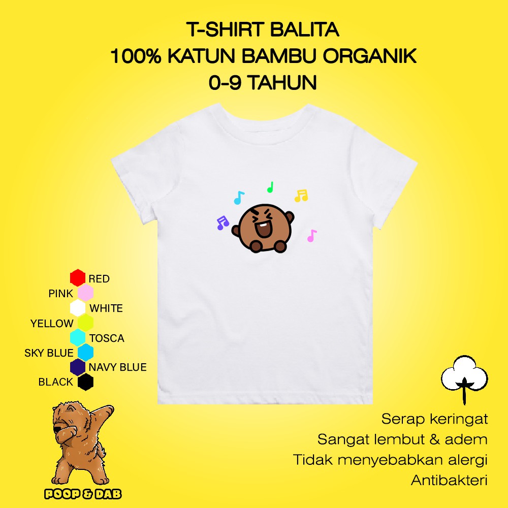 SHINZO - Atasan Bayi BT21 - Kaos Anak Shooky BT21 - T-Shirt Cotton Bamboo BT21 - Shooky Kids Tee