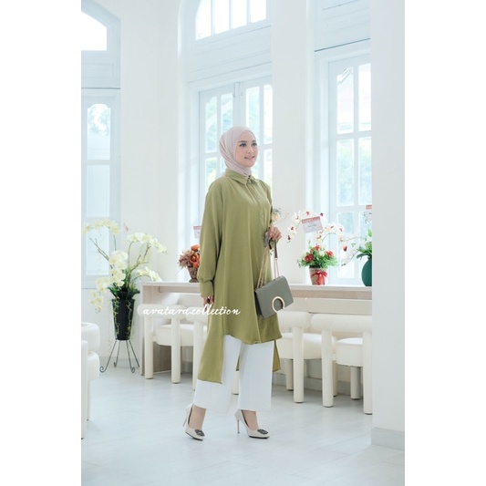 Tunik Kiyora Jumbo Ld 120cm Muat Bb 80kg / Long Tunik Polos Crincle Oversize