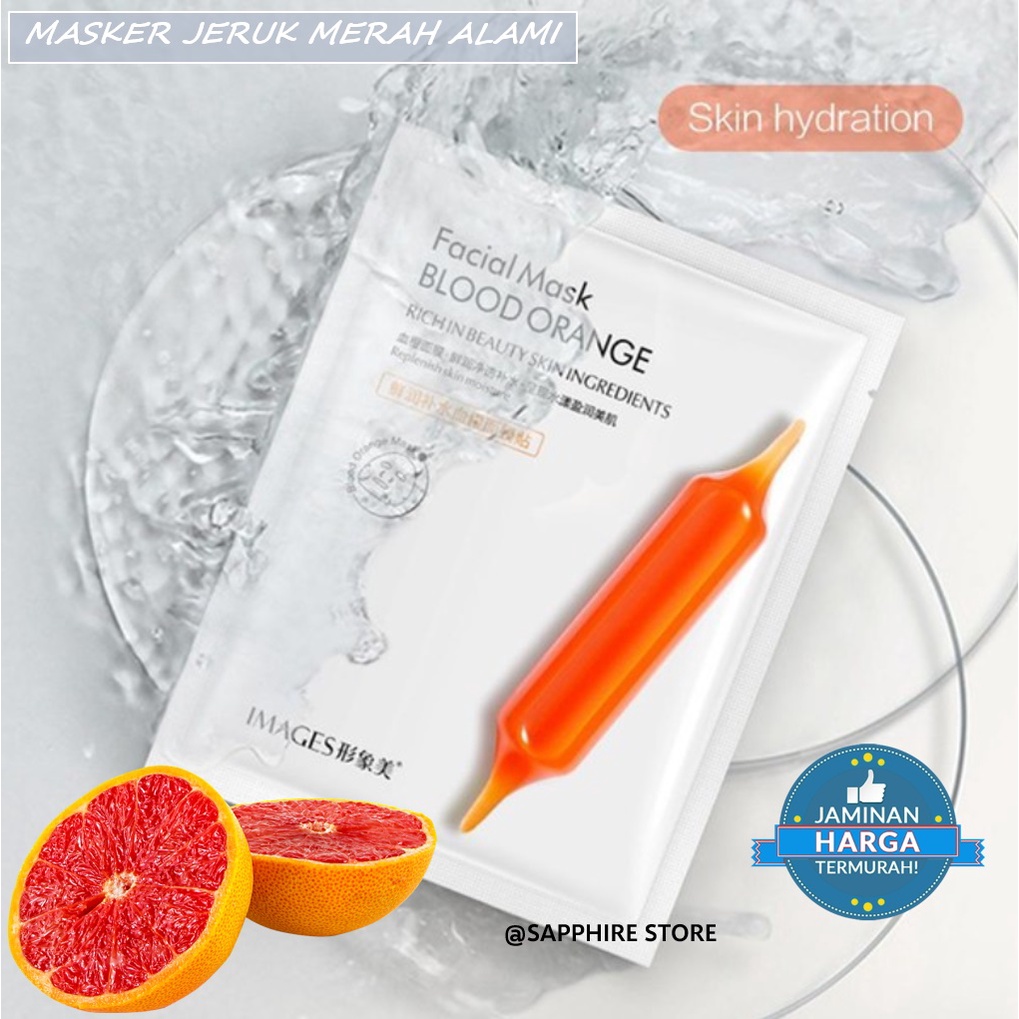 Images Masker Wajah Jeruk Merah / Images Facial Mask Blood Orange Masker Wajah Organik Masker Pemutih Wajah dan Glowing / Masker Korea Serum Wajah / Anti Aging Masker Jerawat &amp; Masker Komedo – Masker Muka Wanita Pria Skincare Sheet Mask