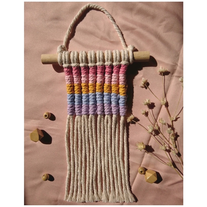 HIASAN DINDING MACRAME PELANGI/ Hiasan Macrame Mini/ HIASAN DINDING LUCU/ Macrame Lucu