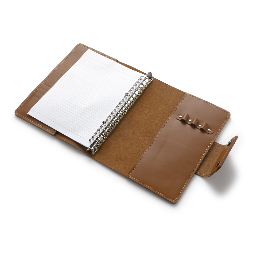 binder kulit asli A5 agenda ring loose leaf warna tan - PHBD1007