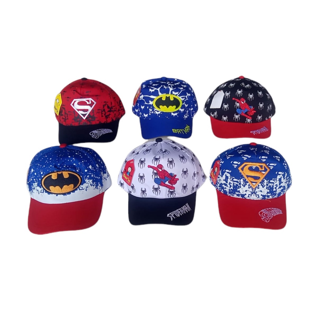 Topi anak laki laki karakter super hero | Topi spideman | Topi superman |Topi transformer | Topi capten America