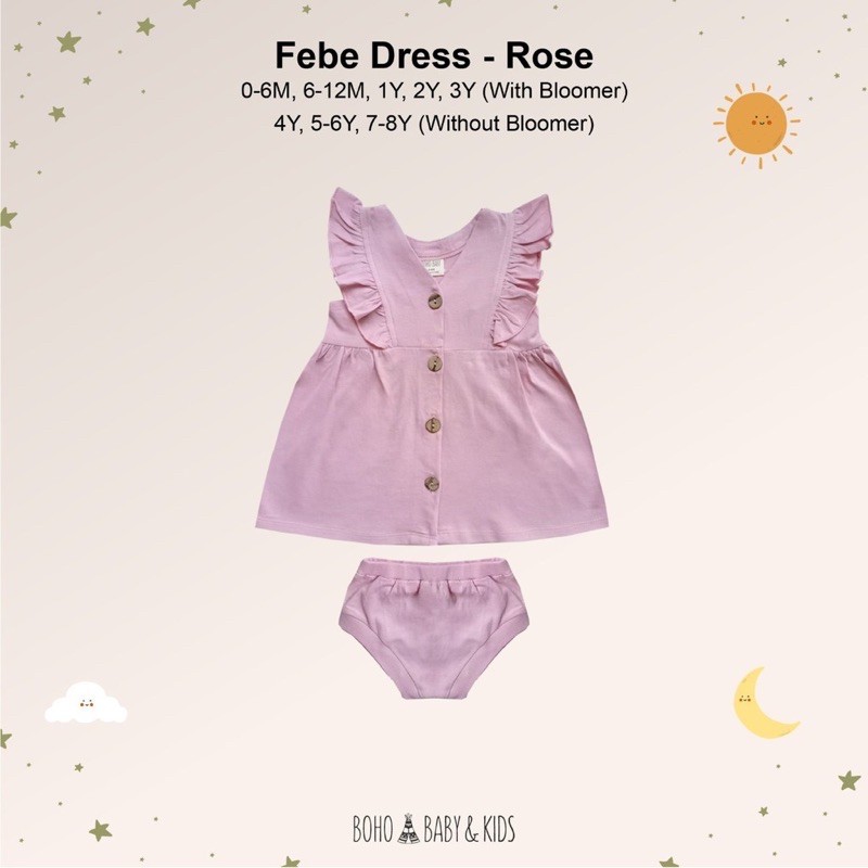 BOHOBABY BOHOPANNA FEBE DRESS TERUSAN ANAK BAYI-ROSE