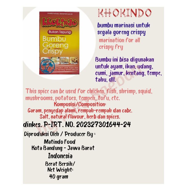

Bumbu Goreng Crispy Khokindo