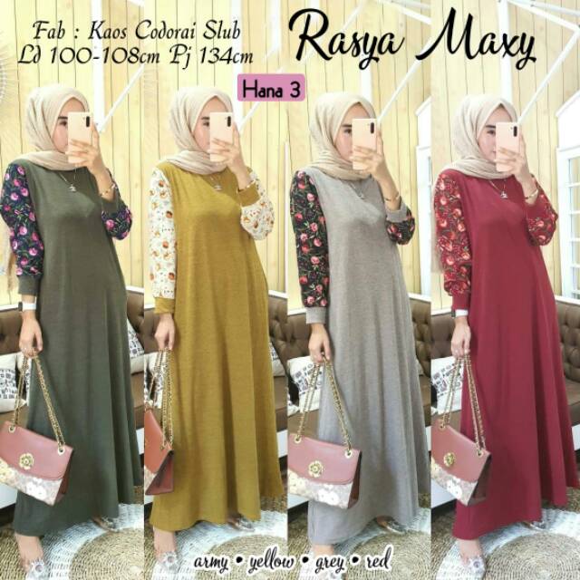 rasya maxy by hana 3 // maxi bahan kaos codoray slub