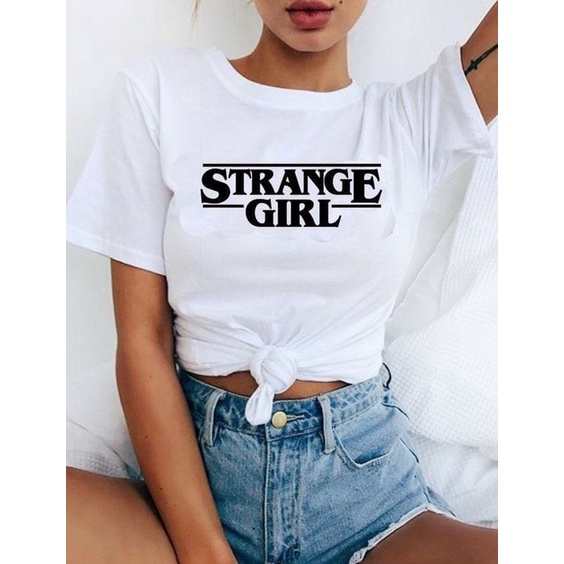 MYSTIQUE.ID-BAJU KAOS STRANGE GIRL T-SHIRT LUCU DAN AESTHETIC