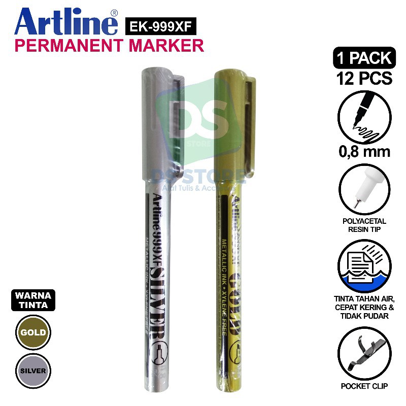 

Spidol Metalic Marker EK-999XF 0.8 mm Gold/Silver ARTLINE