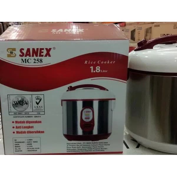 Sanex MC 258 Magic Com 1.8 L 3 in 1. Body Stainless. Baru bergaransi