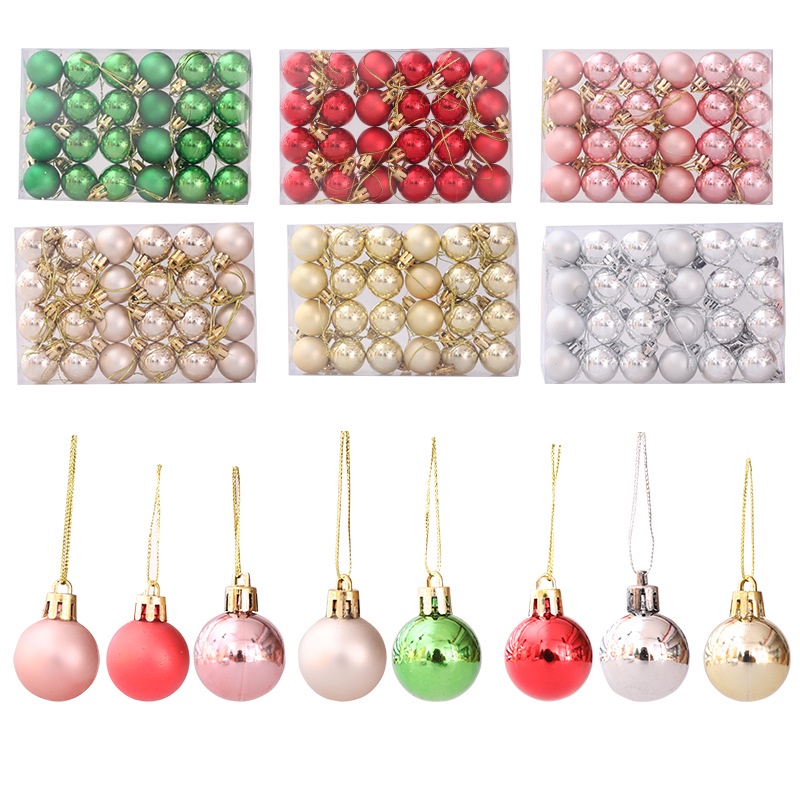24pcs / Set Liontin Gantung Bentuk Bola Bahan Plastik Ukuran 3CM Untuk Dekorasi Pohon Natal