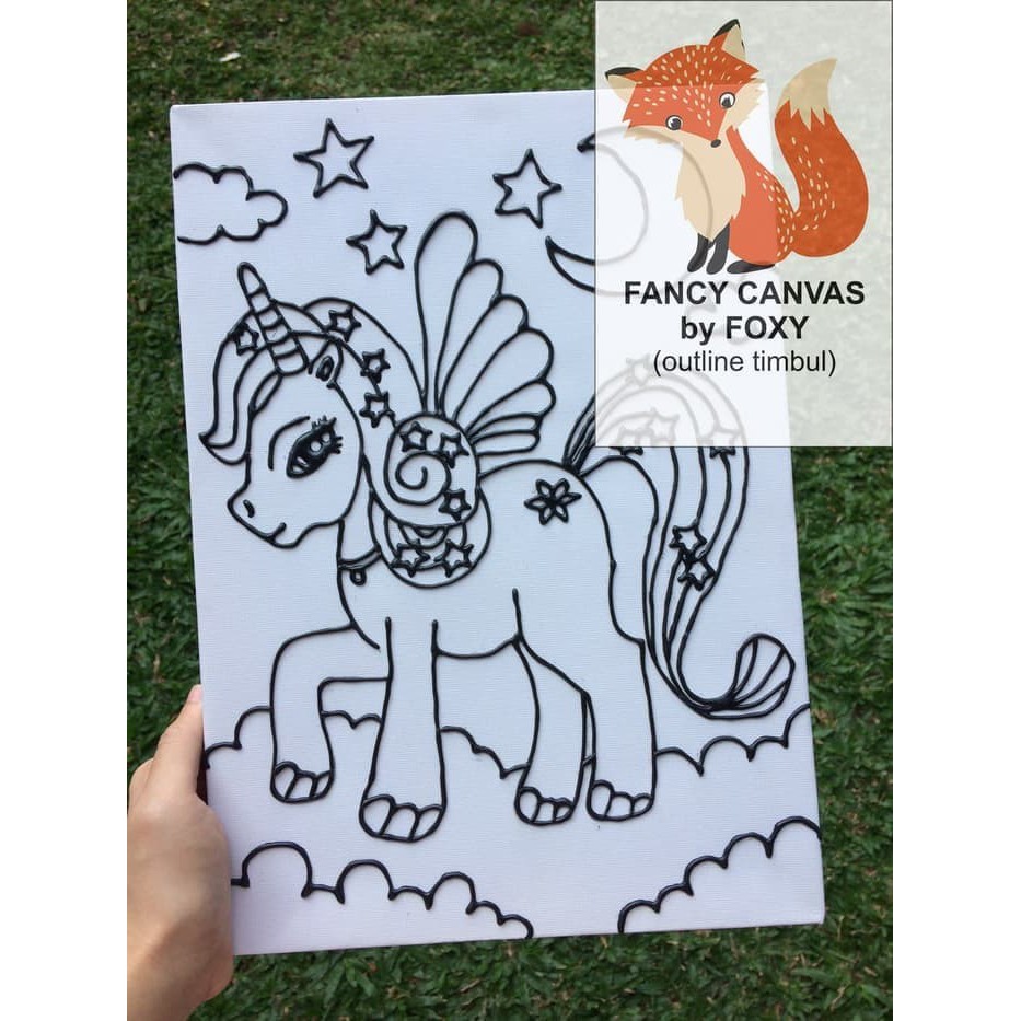 

STOK BARU KANVAS LUKIS ANAK OUTLINE TIMBUL GAMBAR - UNICORN 1 PERALATAN MELUKIS ANAK