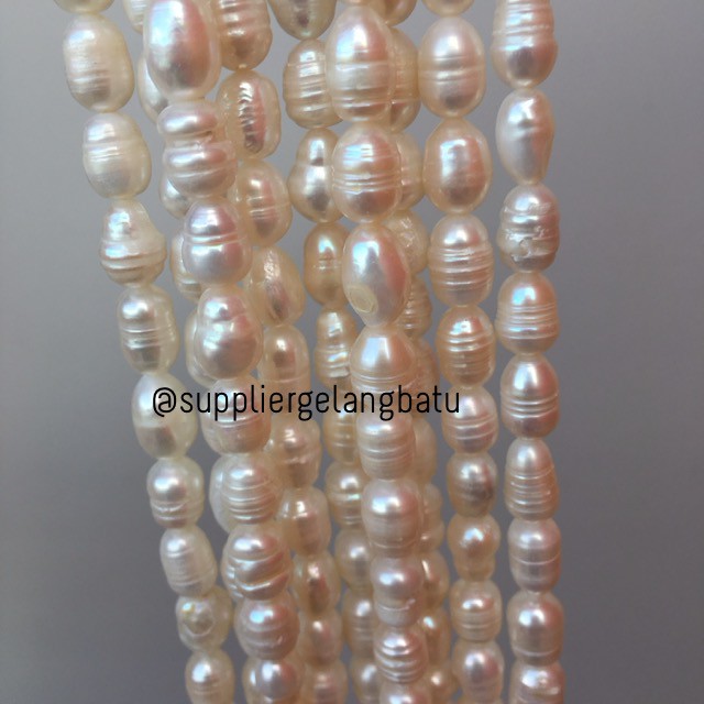 Bahan Aksesoris Mutiara Air Tawar Barok / Baroque 6 x 10mm oval pearl aksesoris craft gelang kalung