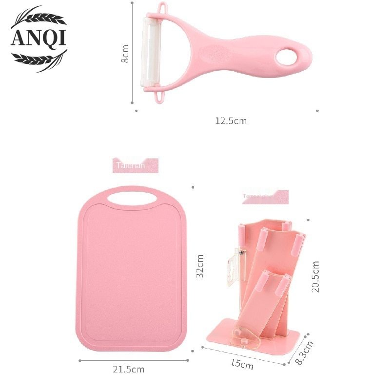 ANQI 1888 Pisau + Talenan Masak Set 7IN1 Bahan Keramik Best Quality / VS-1804