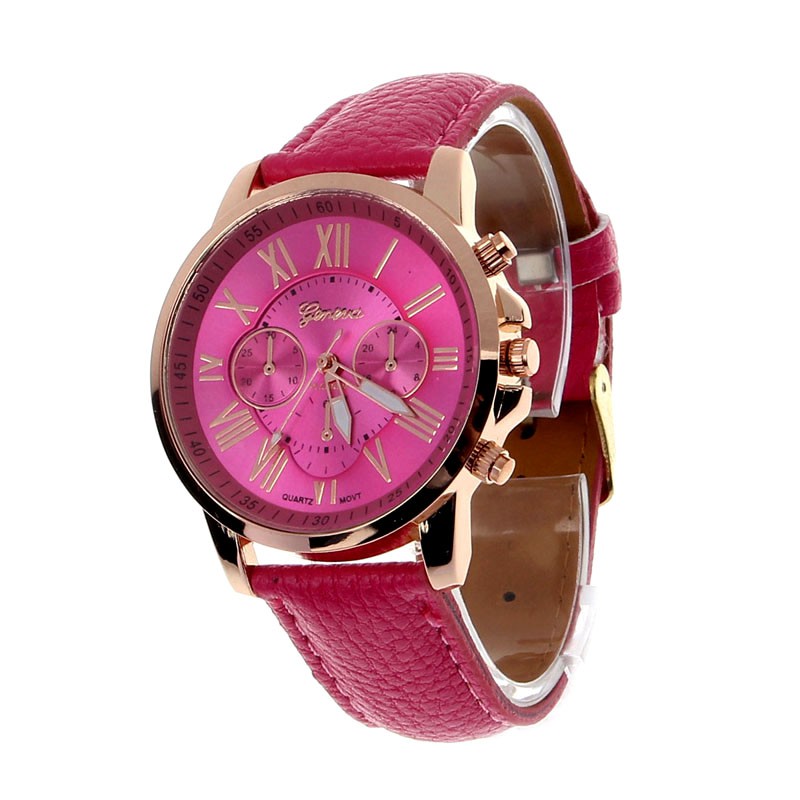 Geneva Fashion Leather Jam Tangan Wanita - Pink Tua - TPT