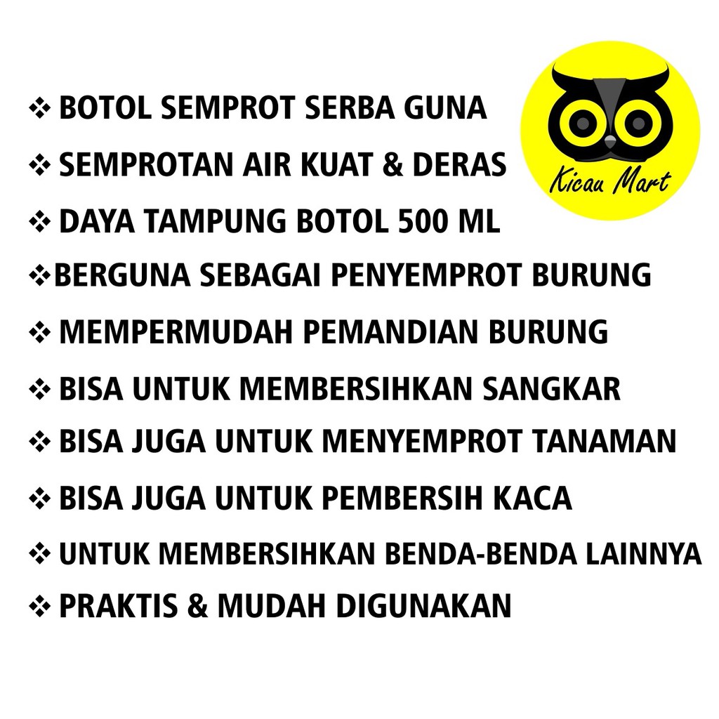 BOTOL SEMPROT BULAT ASENA SEMPROTAN MANDI BURUNG SANGKAR KANDANG TANAMAN PEMBERSIH KACA ASENABULAT