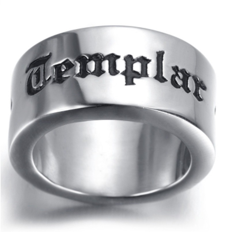 QD Perhiasan Cincin Punk Vintage Desain Knights &amp; templar untuk Wanita