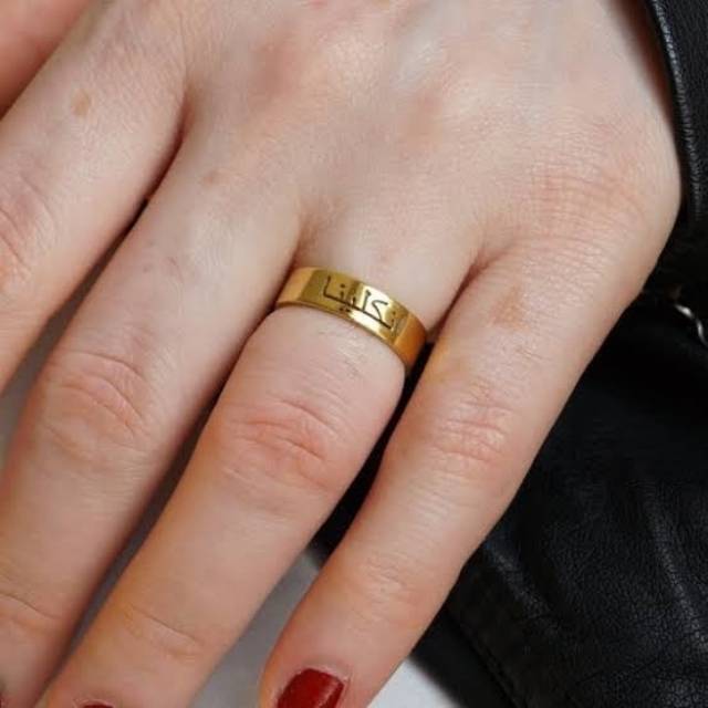 Cincin Wabita Ukir Nama Font Arab Bahan Lapis Emas Asli Cincin Pria Ukir Nama Cincin Fashion Casual