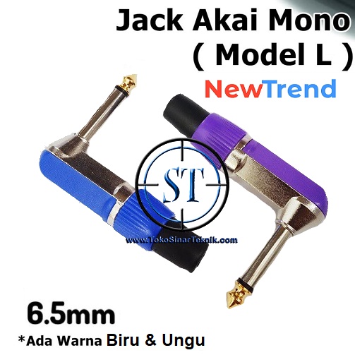 Jack Akai Mono L Newtrend 6.5mm Audio Phone plug Gitar Bass Microphone Mic Sound 6,5mm Right Angle 90 Derajat Packaging Plastik