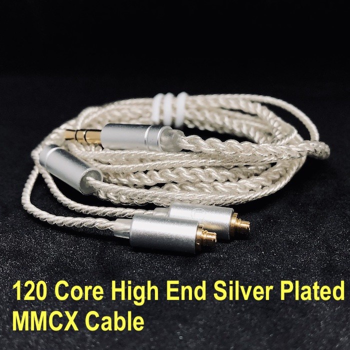 High End 120 Core MMCX Pin Crystal Copper Silver Plated Upgrade Cable