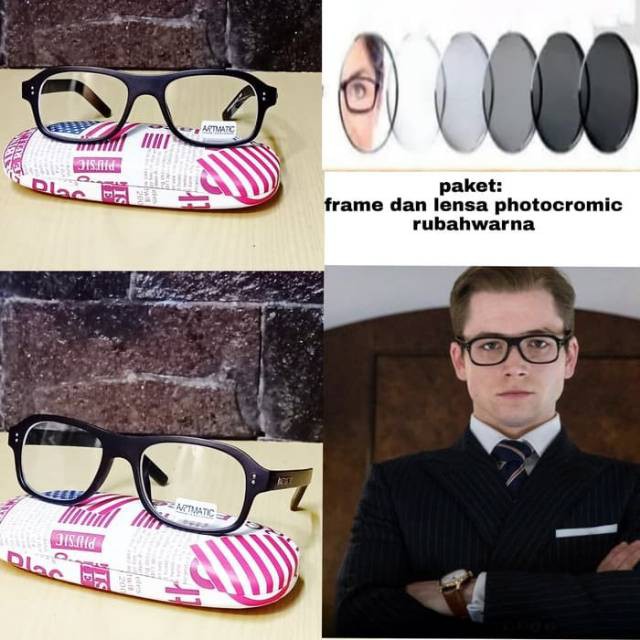 Kacamata Lensa Fotocromic / Kacamata kingsman lensa fotocromic / Kacamata radiasi komputer