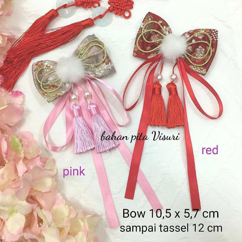 Aksesoris Bow CNY 2 Tassel Pom Foxie