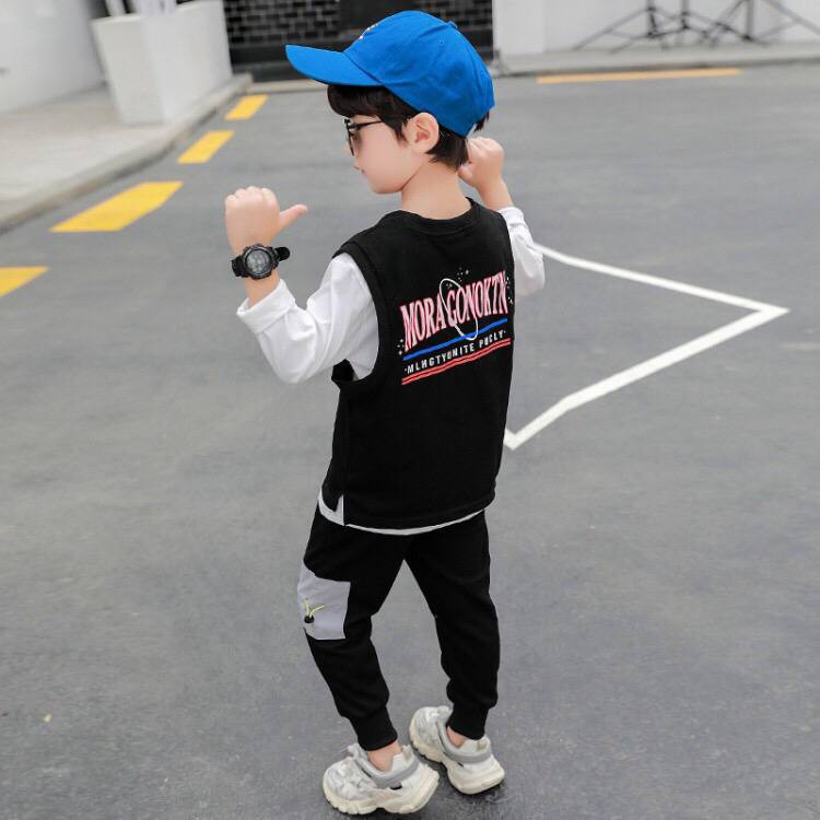 Promo !! setelan anak laki murah LS setelan 3in1 record three cross kid import sz uk 3th (hitam dan hijau)