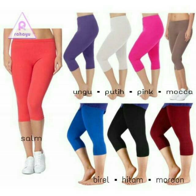 Legging Spandex Pendek / Celana Lejing Spandek 3/4 / Leging Selutut / Laging Warna Lengkap