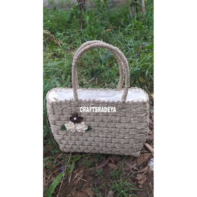 Tas Tote Anyaman Rara bunga Tas PANDAN LILIT TUTUP SERUT