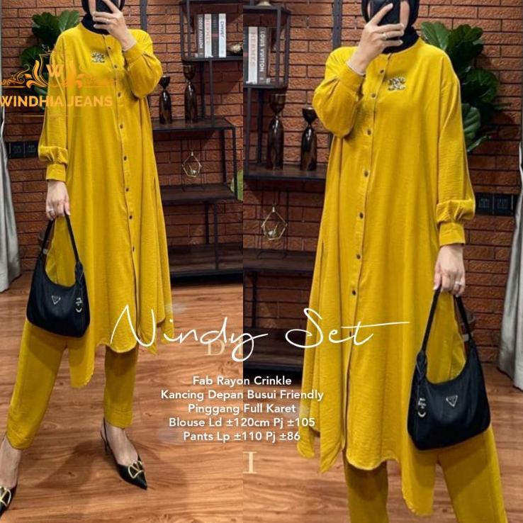 Aba31au22ᴱ ▪ Nindy One Set Setelan Wanita Jumbo Big Size Bahan Rayon Cringkle Premium