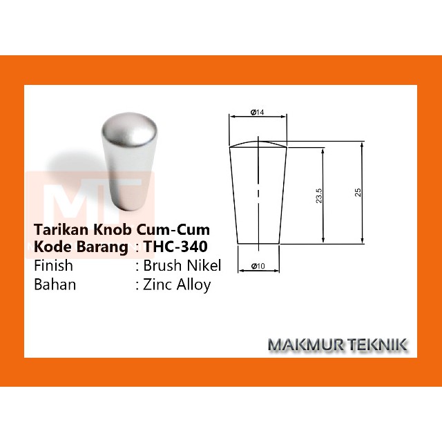 Tarikan Knob Cum Cum - Tarikan Laci / Pintu - Huben THC-340