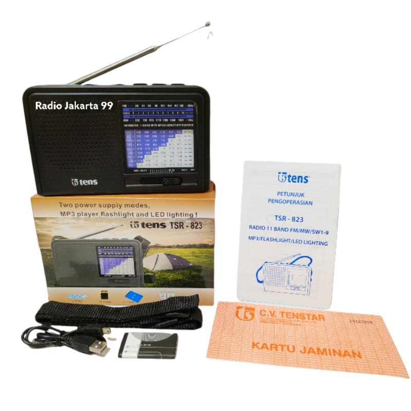 Radio Tens TSR-823 11 Band Radio Portable USB Kartu Memory Mp3 Player Lampu Senter
