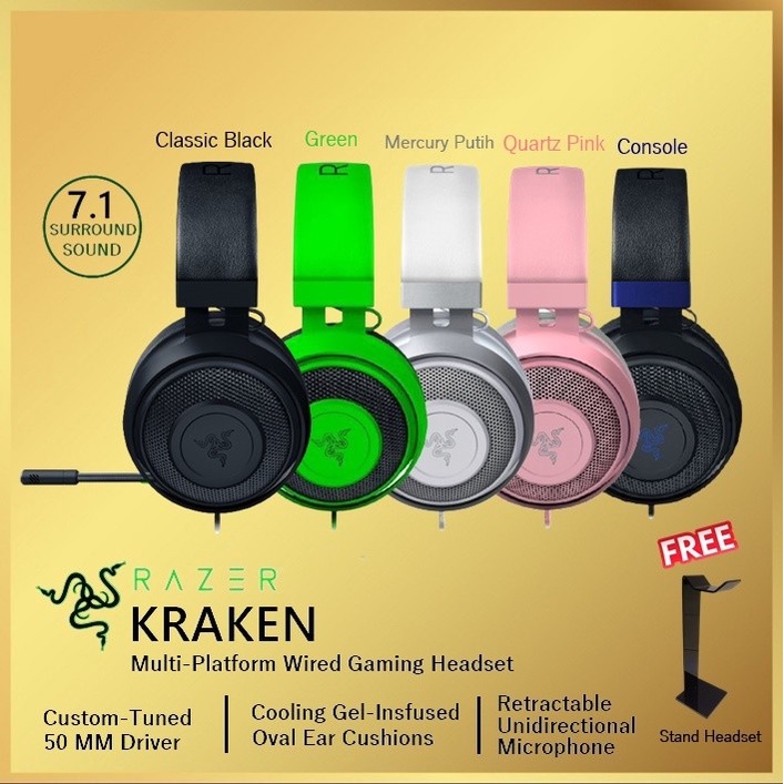 Razer Kraken Multi-Platform Wired Gaming Headset 7.1 Surround Sound