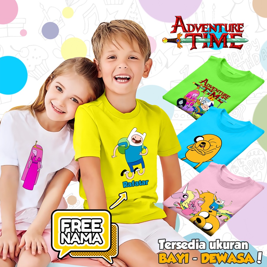 [FREE NAMA!!] Baju Kaos COUPLE  ANAK DAN DEWASA ADVENTURE TIME BANYAK MOTIF