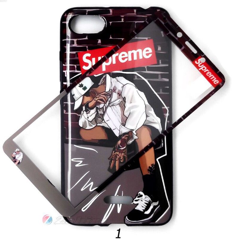 360 Case Jelly Glossy Streetwear New + Tempered for Samsung/Oppo/Vivo/Xiaomi