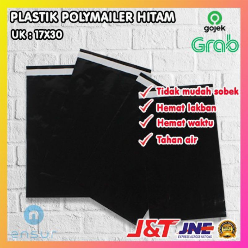 

POLYMAILER 17X30 PLASTIK PACKING OLSHOP PE HITAM