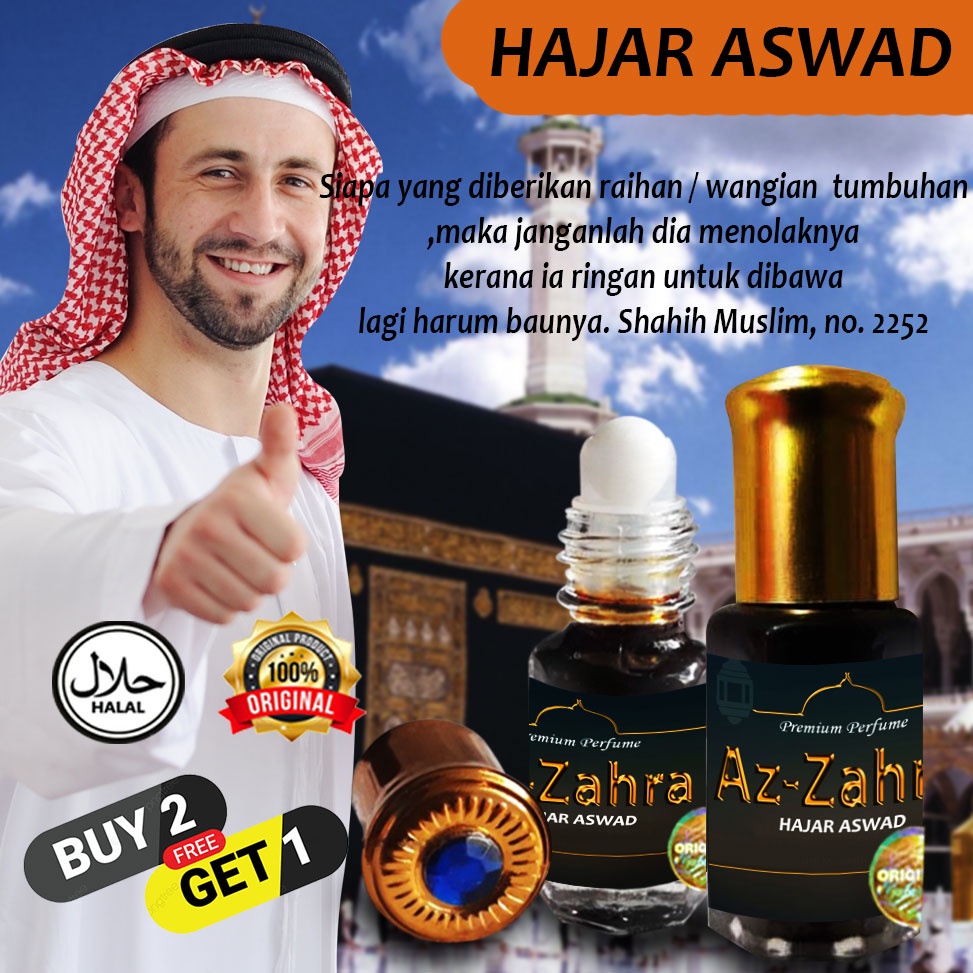 ORIGINAL PARFUM SOLAT ISLAMI NON ALKOHOL ) - aZahra Minyak Wangi Parfum Hajar Aswad Asli kental impo