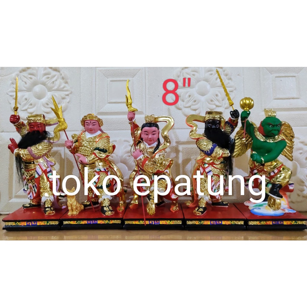 patung dewa 5 jendral ngo ya kun ciong kayu 8 inch - s