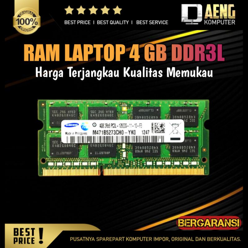 RAM Laptop 4 gb Ddr3L 12800S -11-12 Original Murah