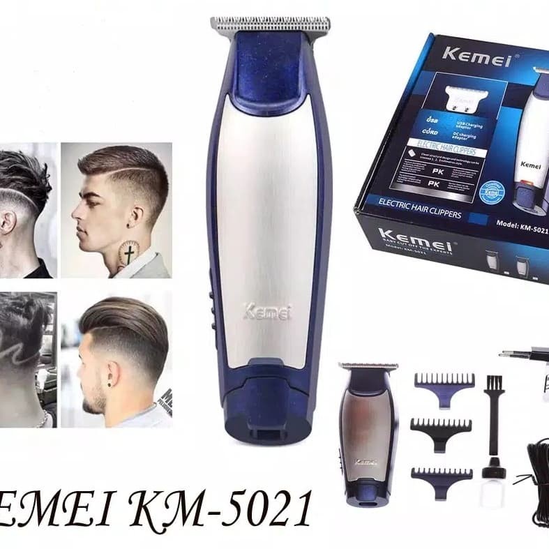 Alat Cukur Rambut Kemei KM-5021 Elektrik Tanpa Kabel Rechargeable Praktis digunakan