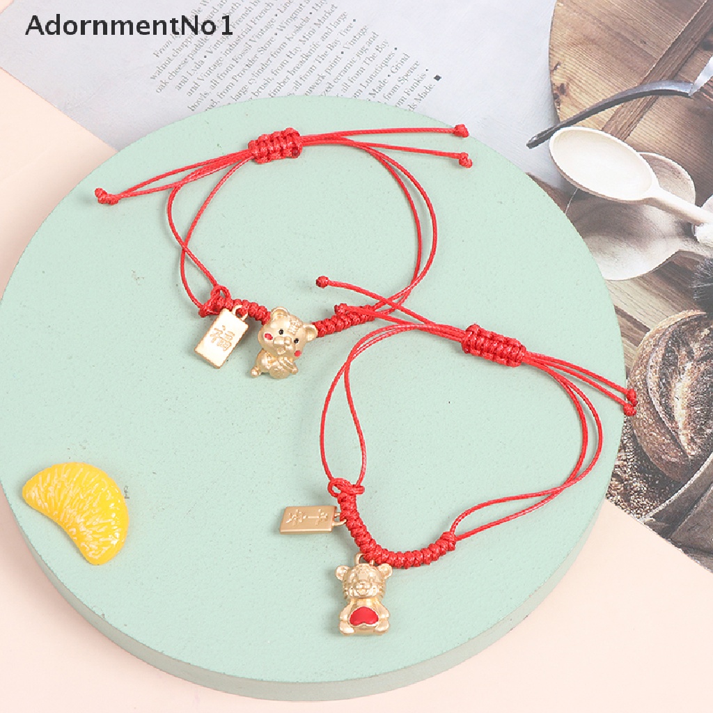 (AdornmentNo1) 2022 Gelang Tangan Tali Merah Handmade Aksen Liontin Macan Untuk Tahun Baru Cina / Imlek