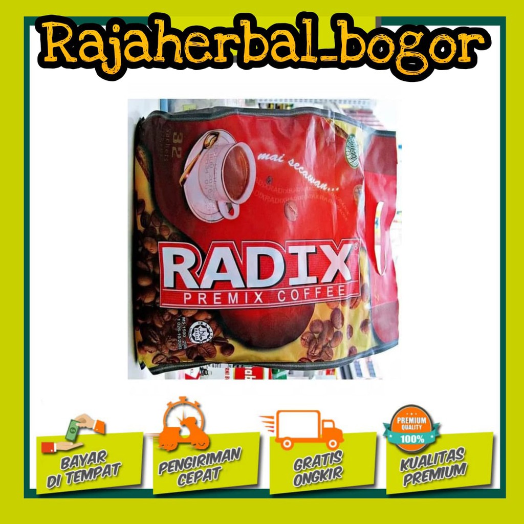 

Kopi RADIX HPA Malaysia Original. Kopi Premix Mai Secawan. Isi 32Sachet