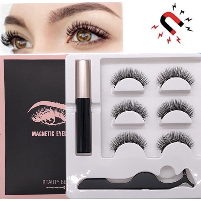 Bulu Mata Magnet 3 Pairs Set Magnet Liquid Eyeliner&amp; Magnet Eyelashes